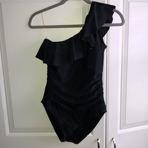 Hilor One Piece Swimsuit One Shoulder Black Size US 10 NWT‎